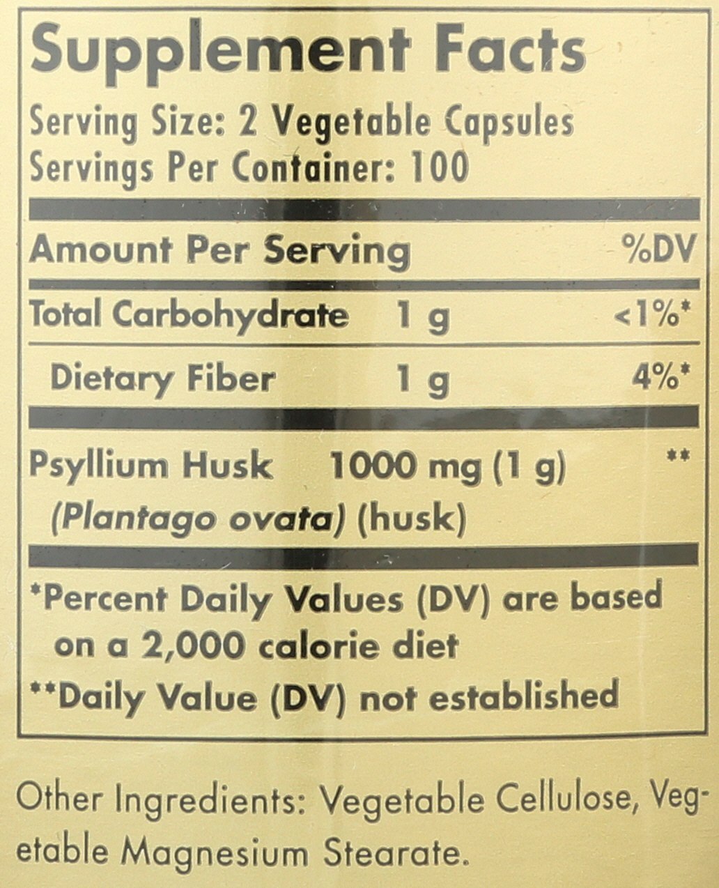 Solgar Psyllium Husks Fiber 500mg 200 Vegetable Capsules