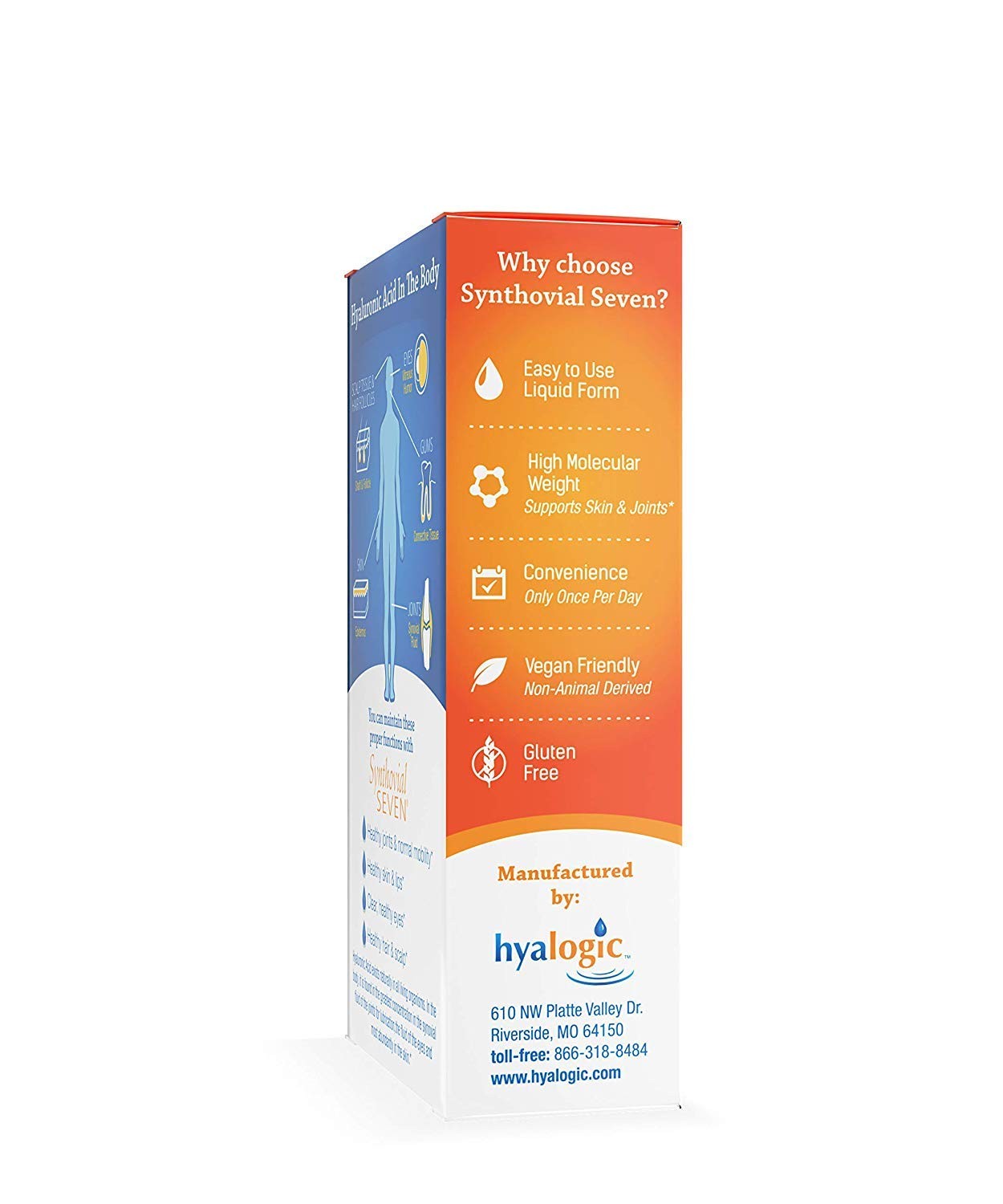 Hyalogic Synthovial Seven Liquid Hyaluronic Acid – Vegan 1 Fl Oz (Pack of 2)