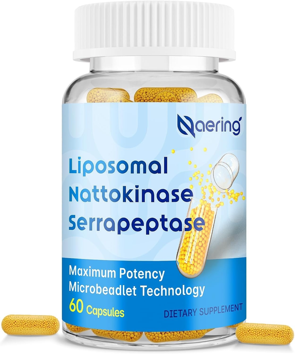 Liposomal Nattokinase 12,000 FU Serrapeptase 360,000 SPU Enzyme Supplement 60Cap