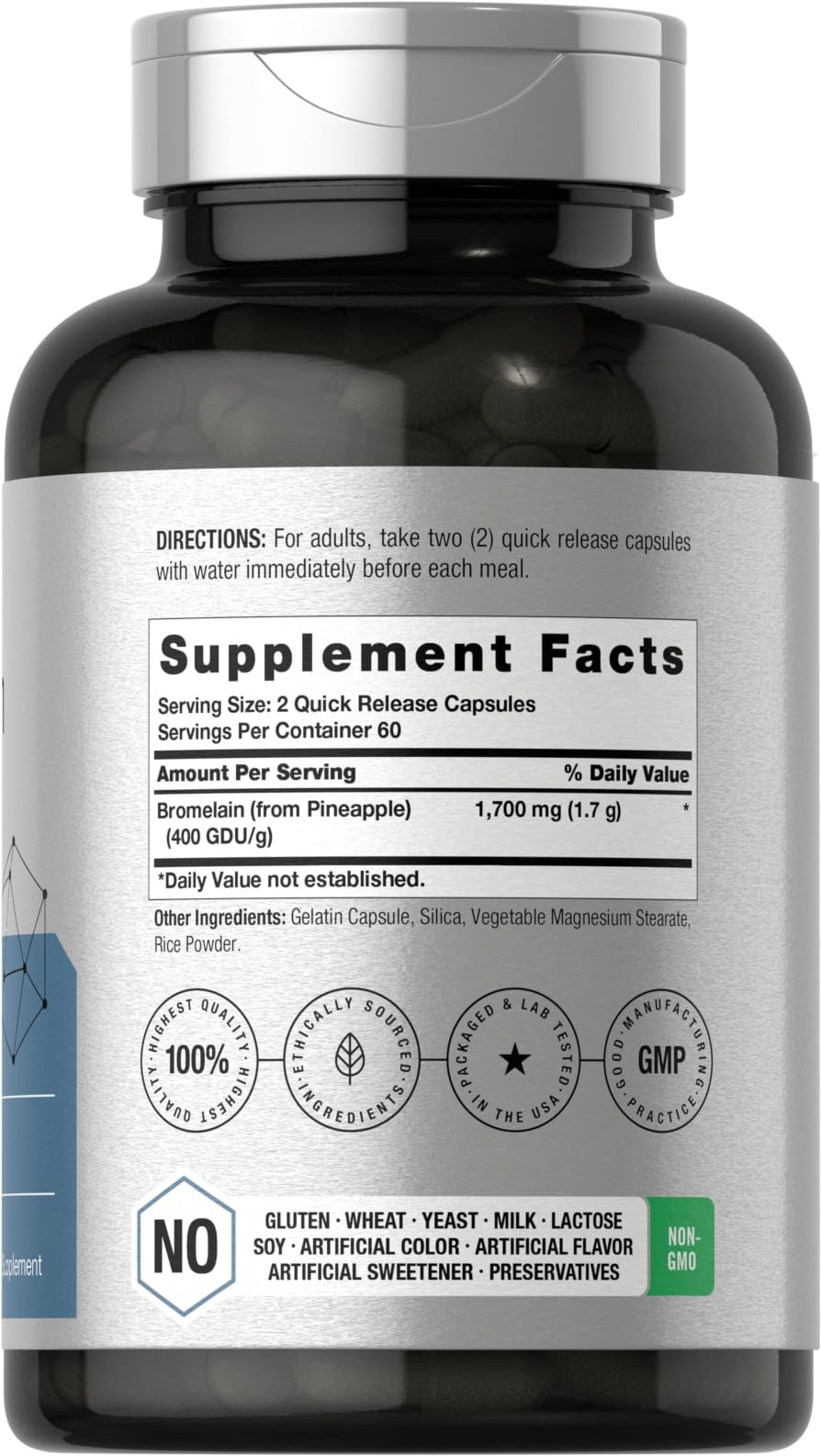 Horbäach Bromelain 1700 Mg 120 Capsules Supports Digestive Health CL4423