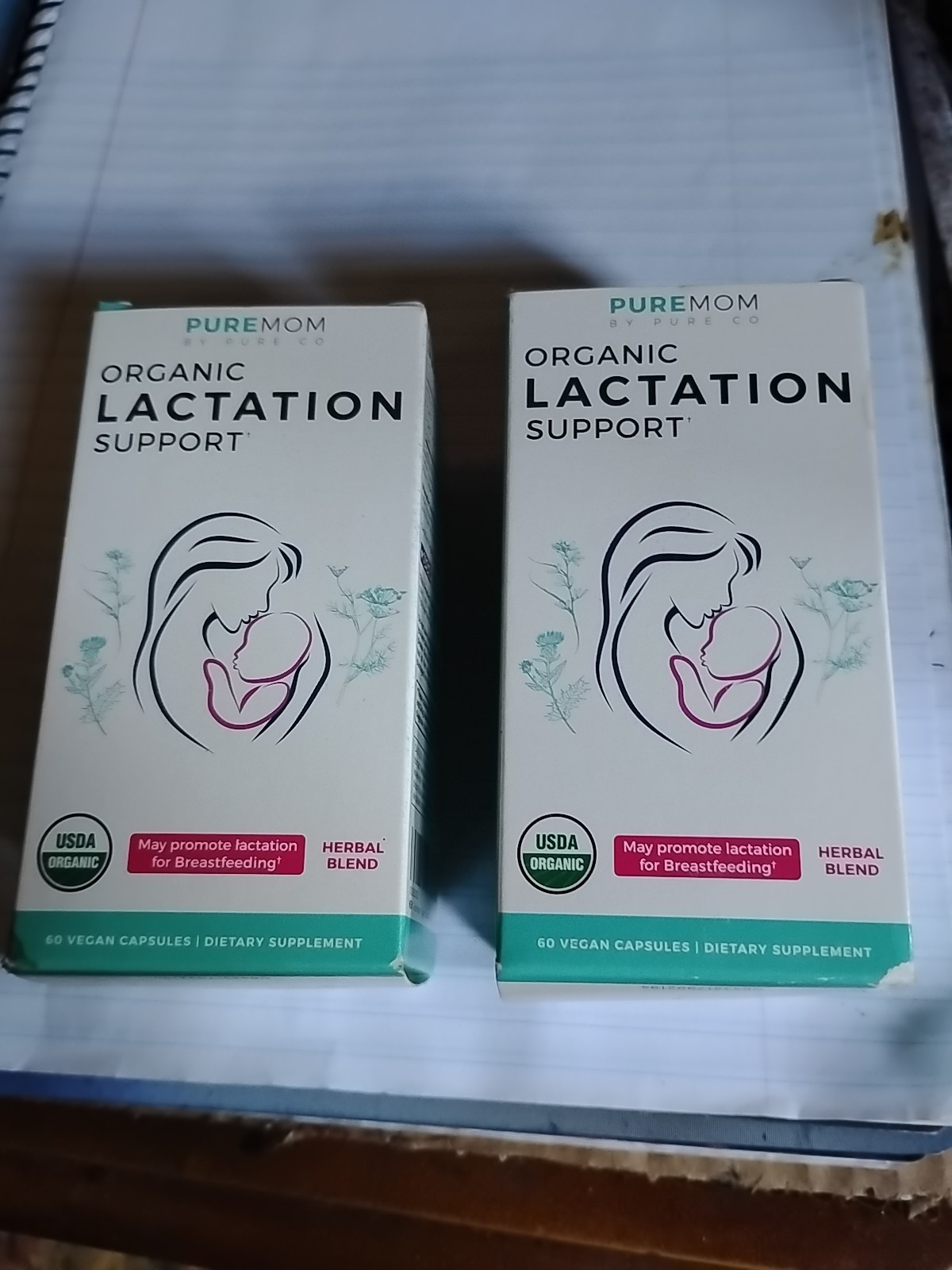 2 X PureMom ~ Organic Lactation Support ~ 60 Caps ~ Sealed ~ 07/2025