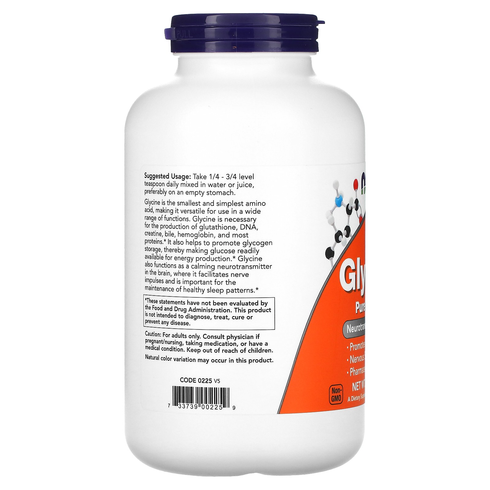 Now Foods Glycine Pure Powder 1 lb 454 g GMP Quality Assured, Vegan, Vegetarian