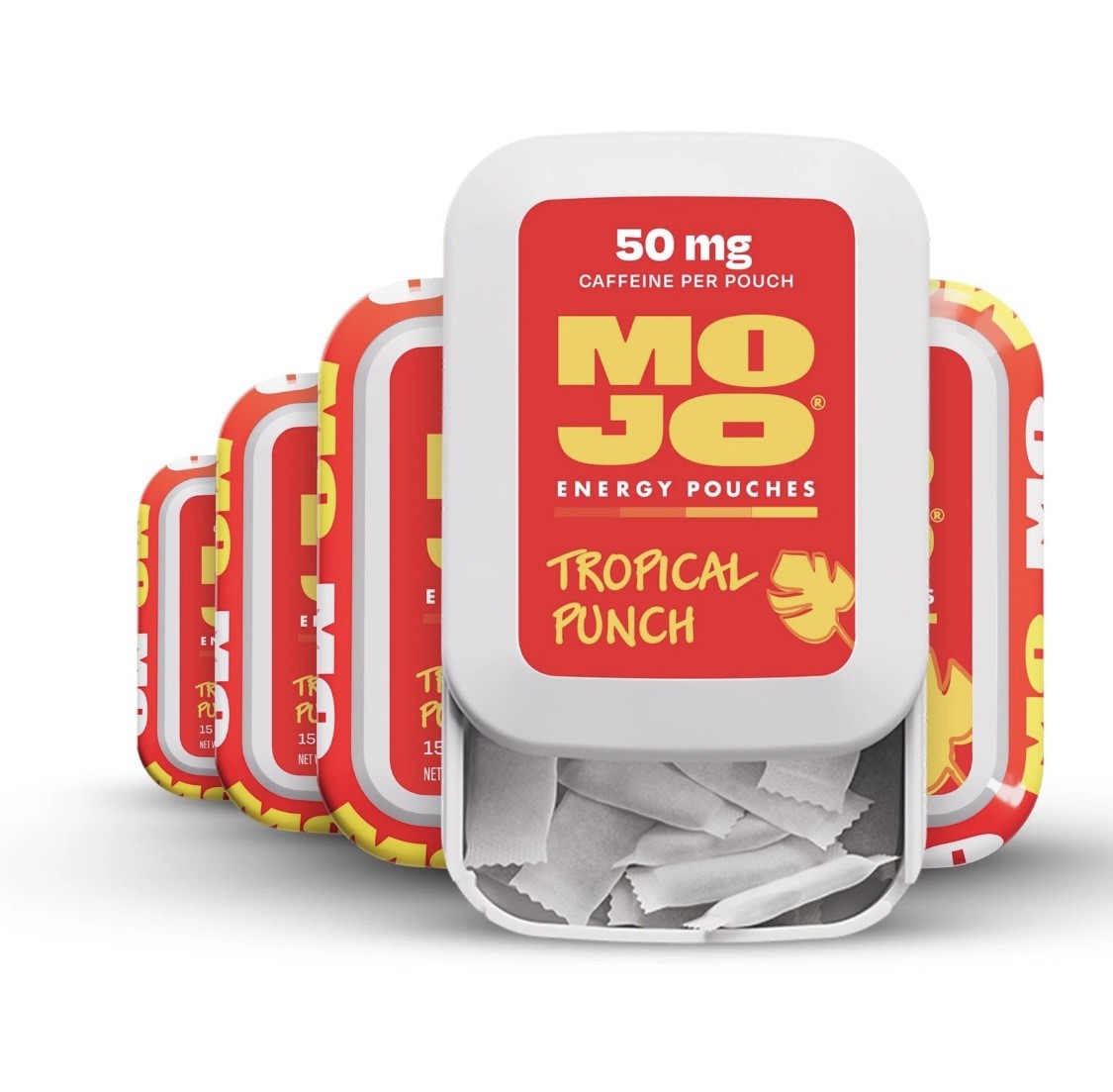 NEW MOJO Energy Boost, Tropical Punch Flavor, 50 mg/Caffeine Pouch, 75 Pouches
