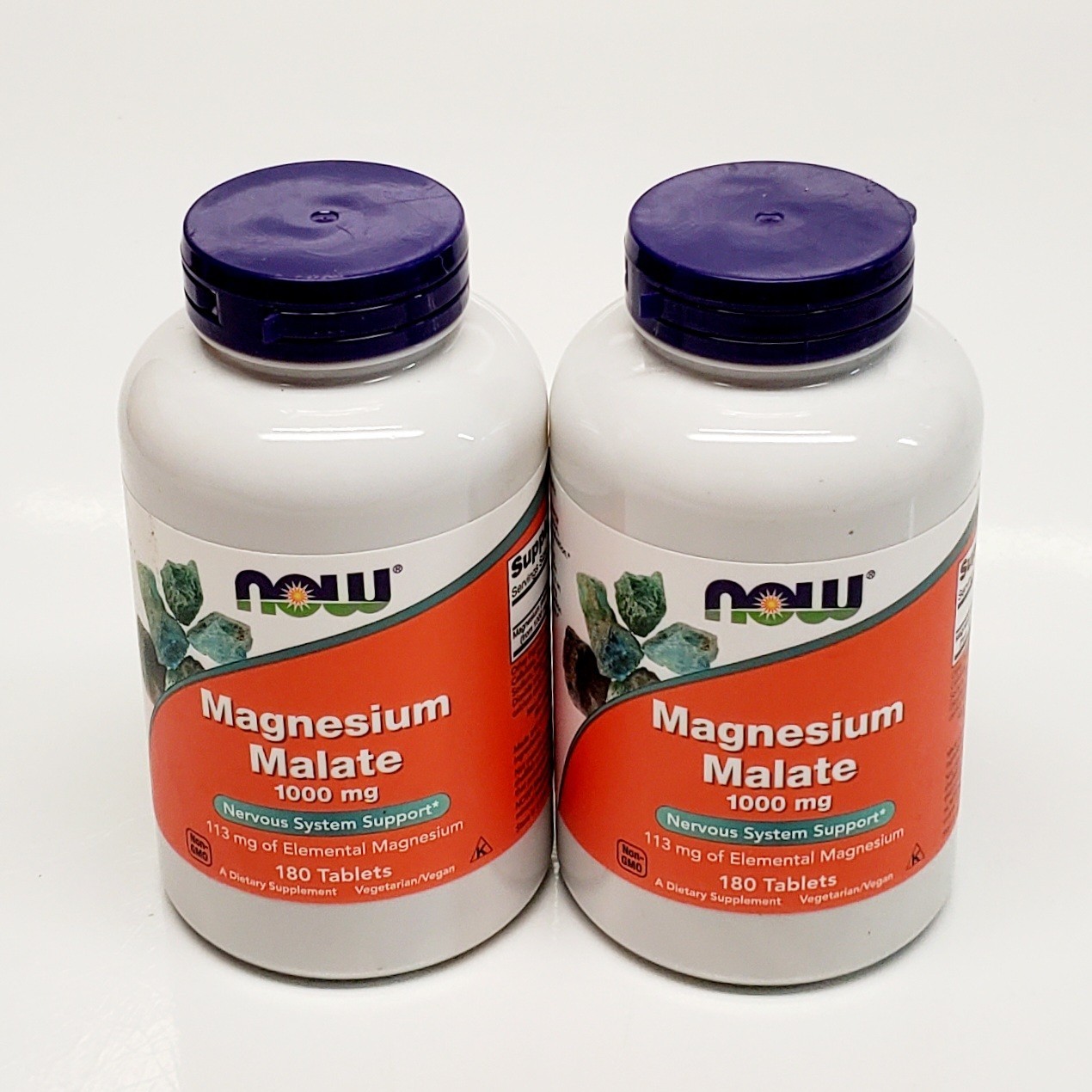 2Ct- NOW FOODS Magnesium Malate 1000 mg 180 Tablets Each 360 Total Nervous- 8/29