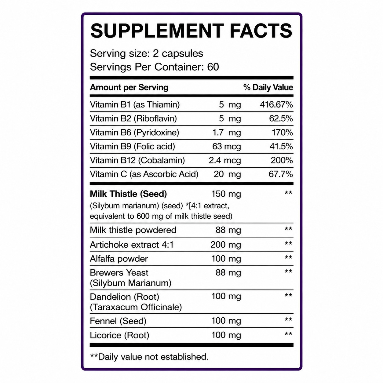 Liver Cleanser, Detox support Silymarin Milk Thistle 120 cleanse support 1448mg
