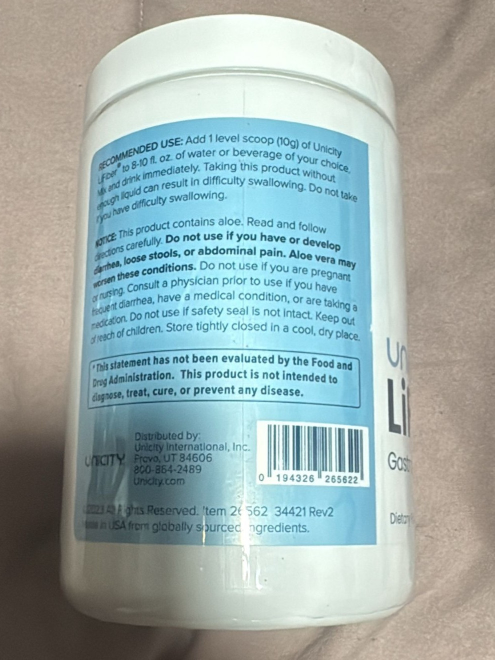Unicity LiFiber 45 Servings 1lb Digestive Fiber Cleanse Supplement Psyllium