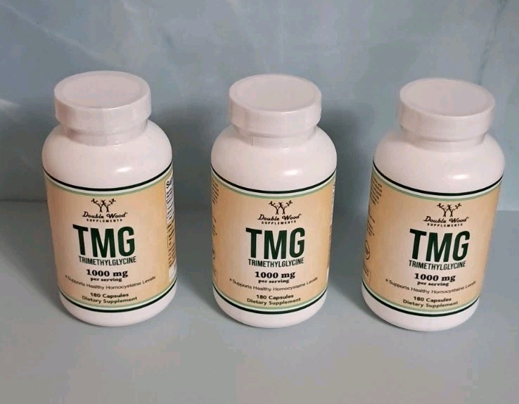 (3 Pack) Double Wood TMG 1000mg Trimethylglycine, 180 Caps Each, Exp 02/27