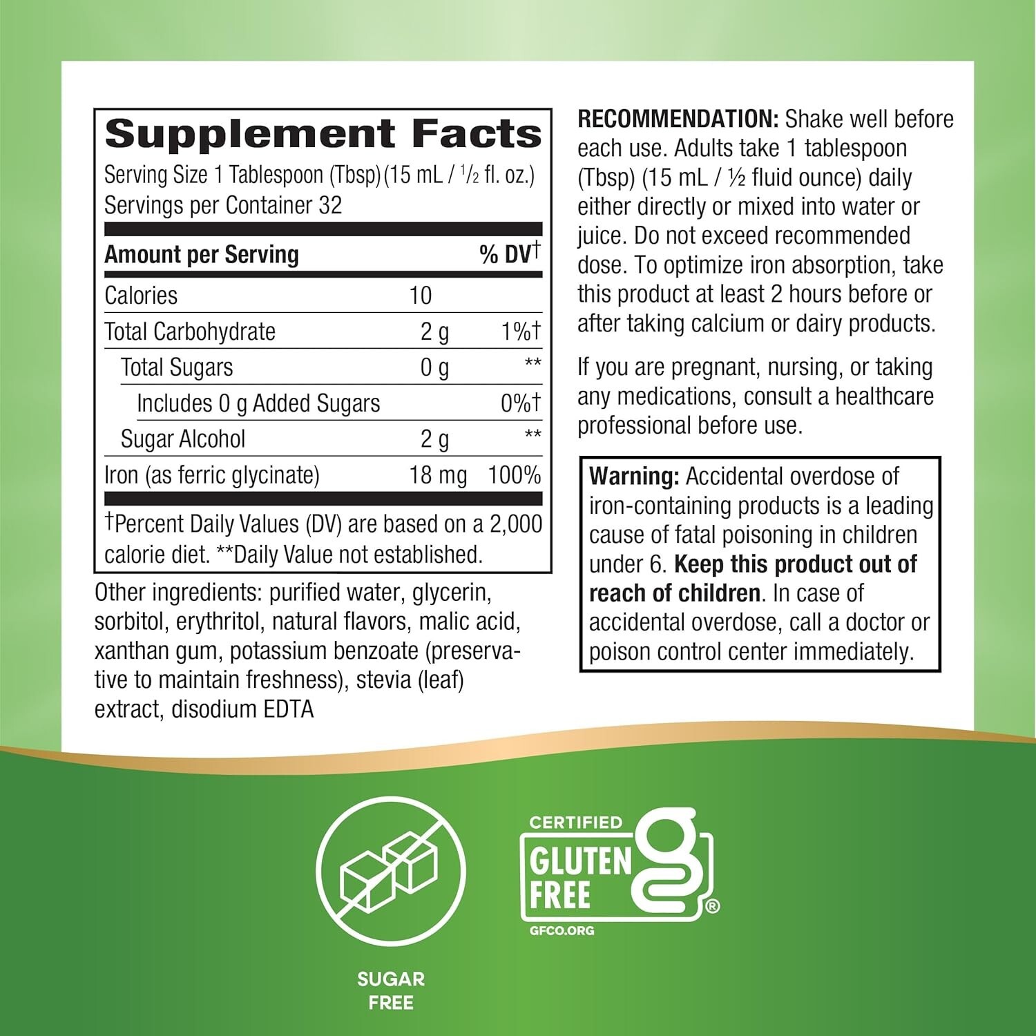 Liquid Mineral Supplement, Iron, Natural Berry, 16 Ounce