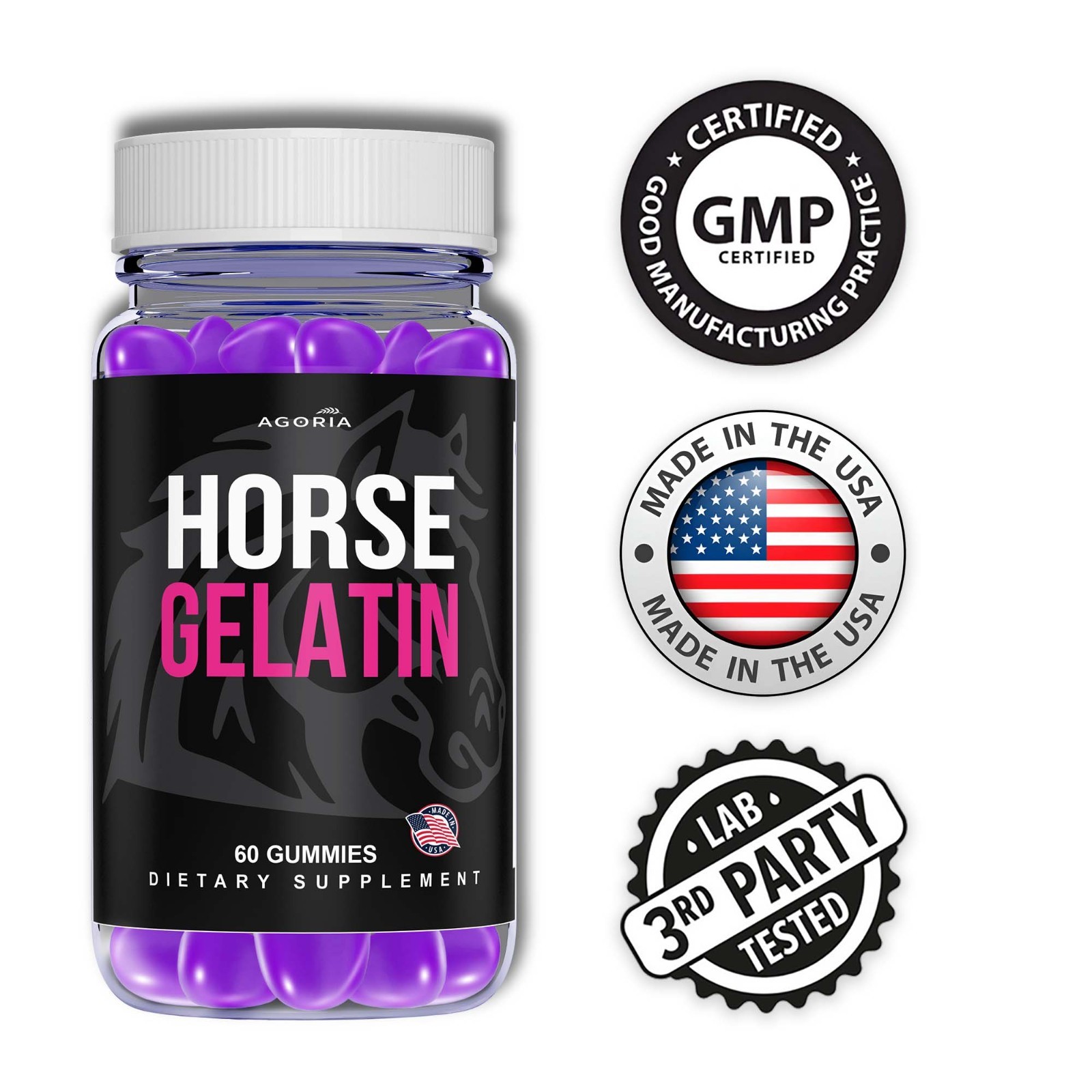 (1 Pack) Horse Gelatin Performance Gummies, Horse Gelatin Men’s Health Gummies