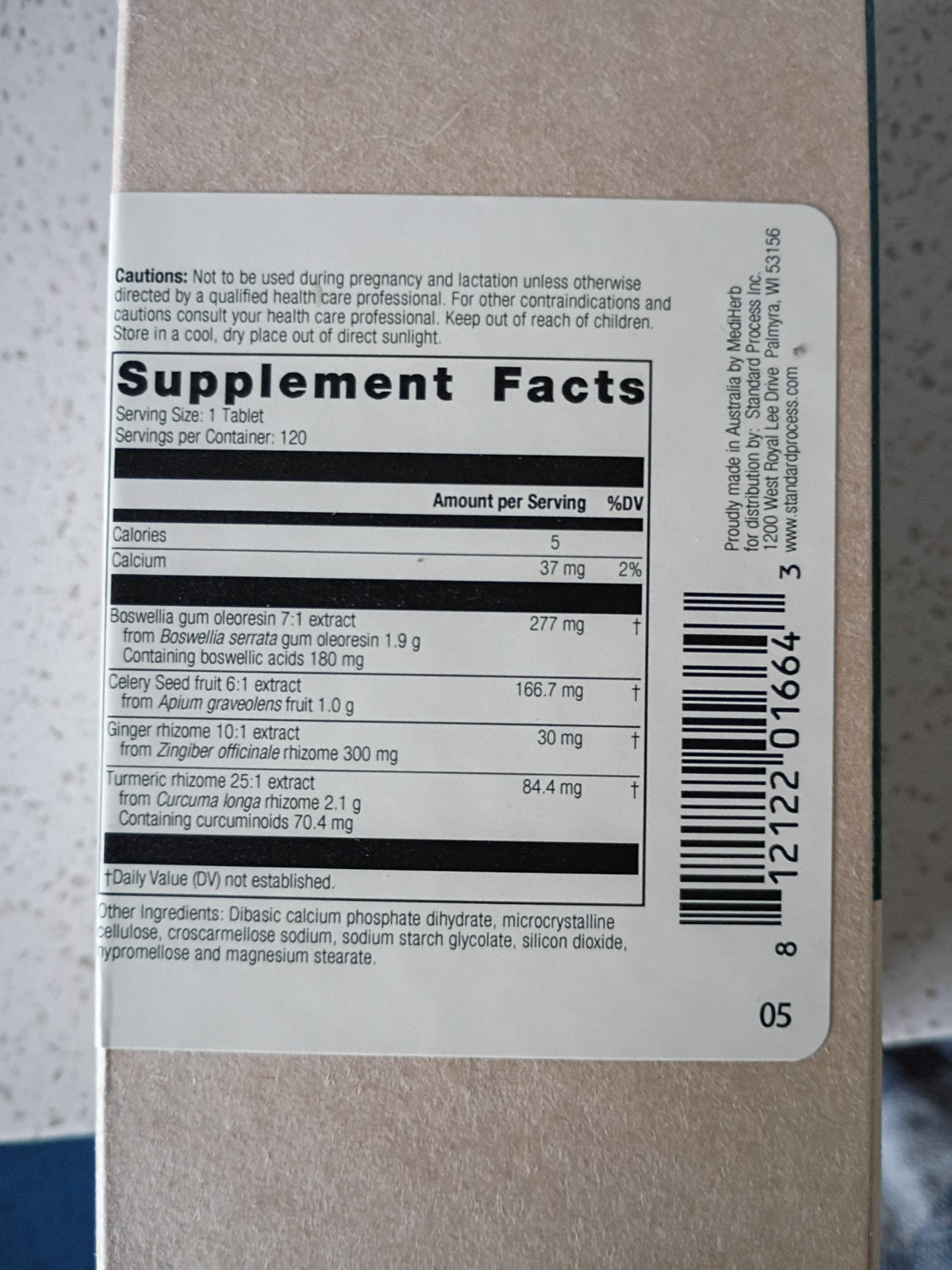 Standard Process Mediherb Boswellia Complex – 120 Tablets – Exp 08/2028