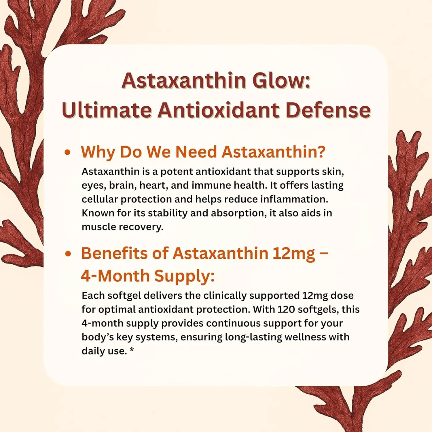 Astaxanthin 12mg,Micro Ingredients, Natural Antioxidant, Easy to Swallow