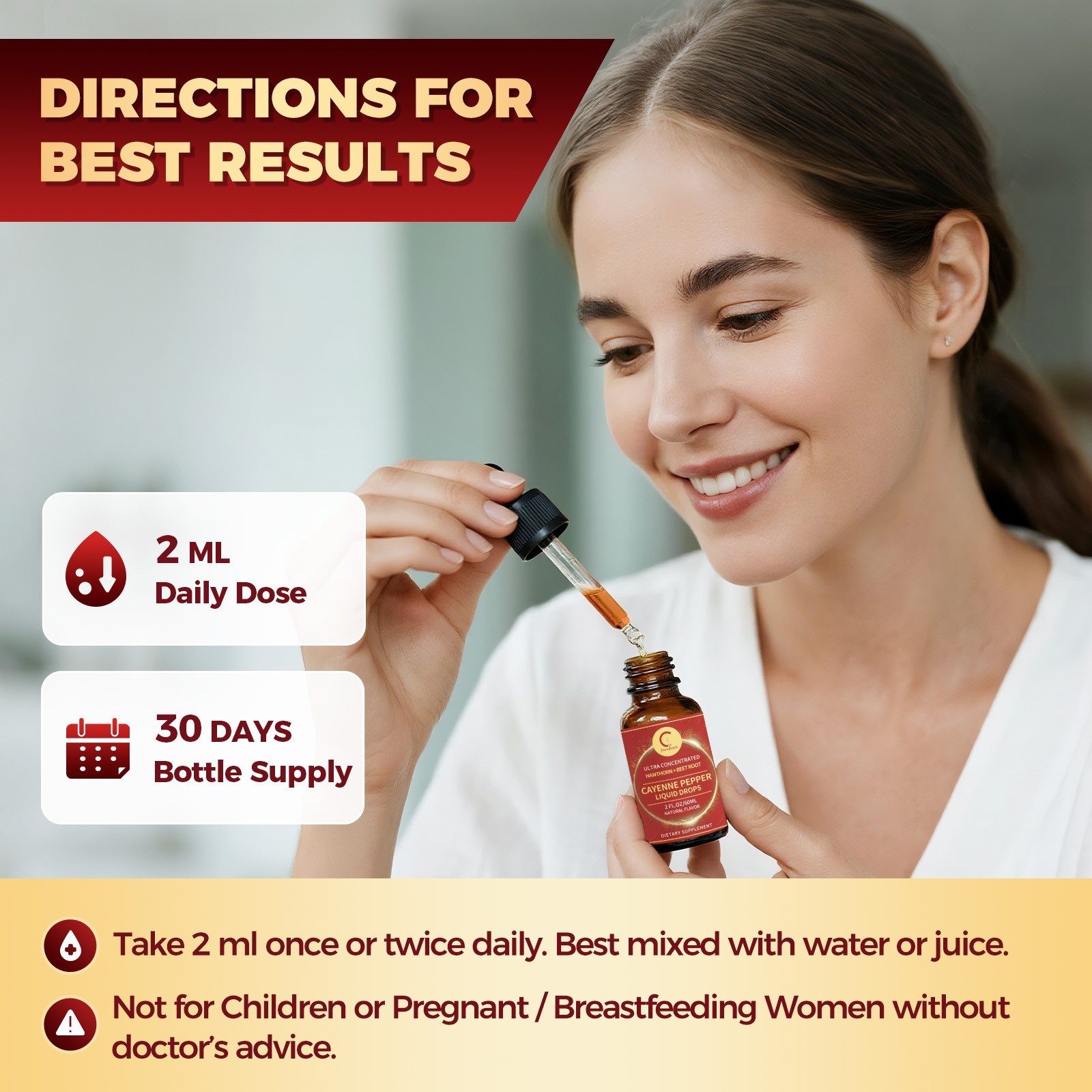 Cayenne Pepper Supplement Liquid Drops Natural Metabolism & Energy Support