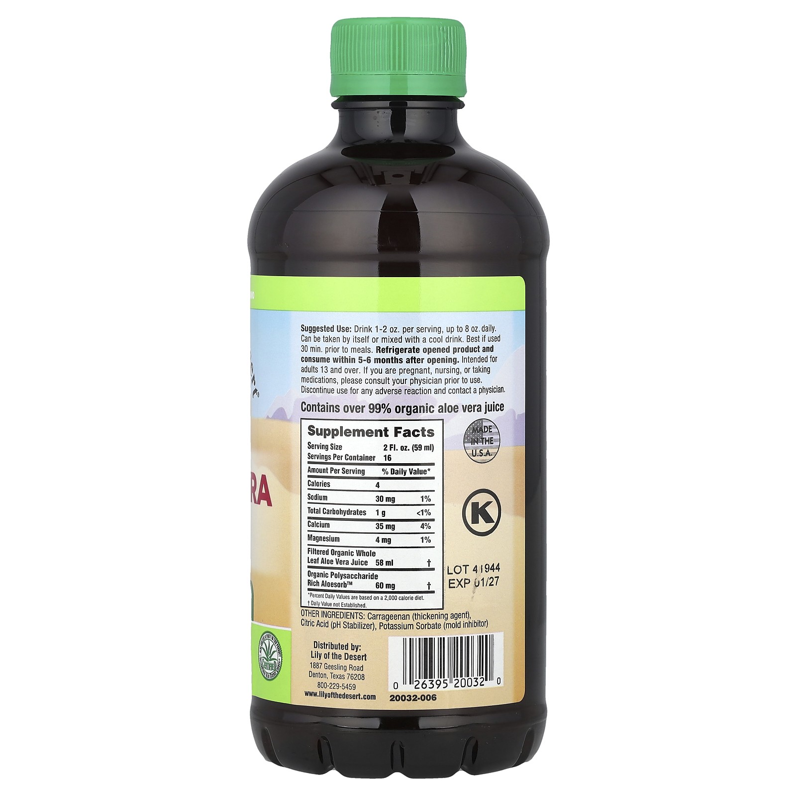 Lily of the Desert Aloe Vera Gel Whole Leaf 32 fl oz 946 ml Kosher