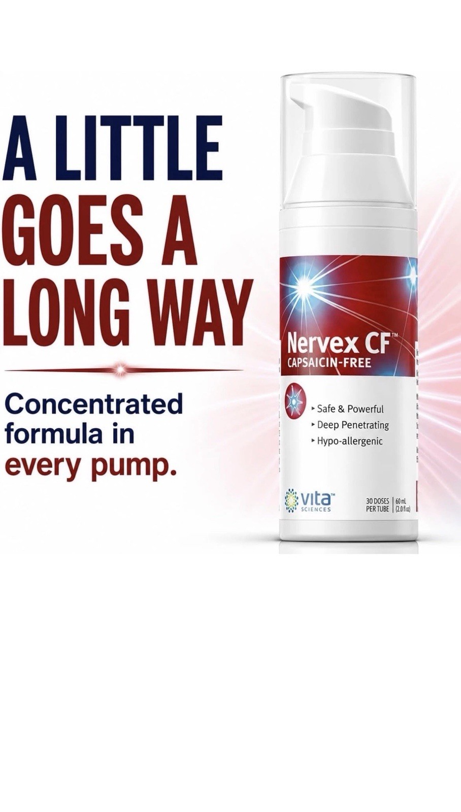 Vita Sciences Nervex CF | Capsaicin-Free Topical Comfort Cream | Arnica, MSM & B