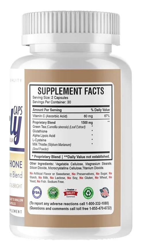 America Medic & Science Pearly 1500mg Glutathione Caps, (60 Capsules)