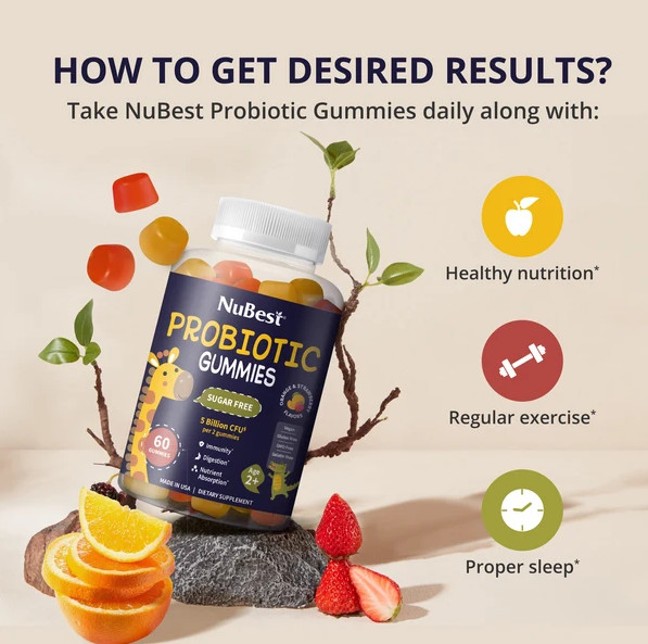 Kids & Teens Probiotic Gummies Sugar Free Daily Gut Health Support Ages 2-18