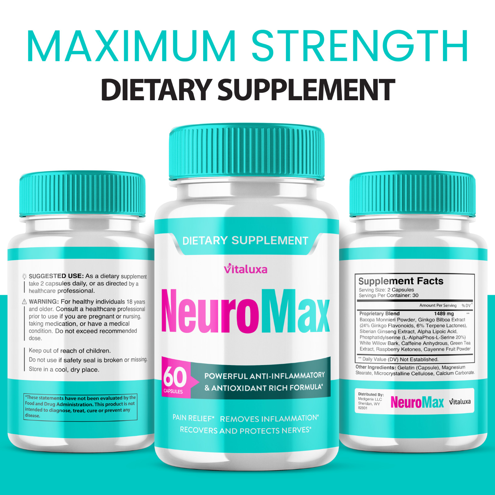 (5 Pack) NeuroMax Pills with Natural Formula for Brain Supplement (300 Capsules)