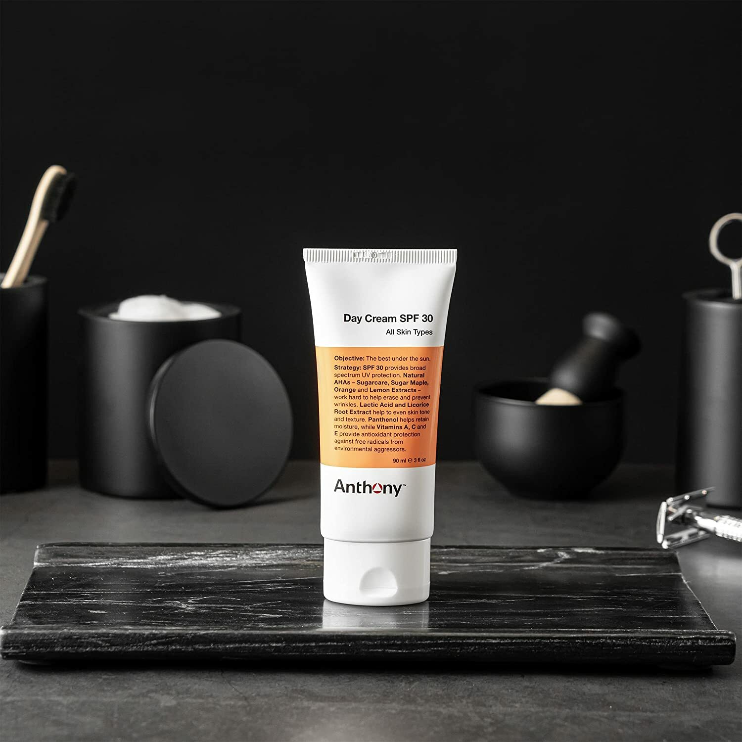 Anthony Day Cream SPF 30, 3 Fl Oz, Contains Squalane, Glycerin, Soy and Vitamin