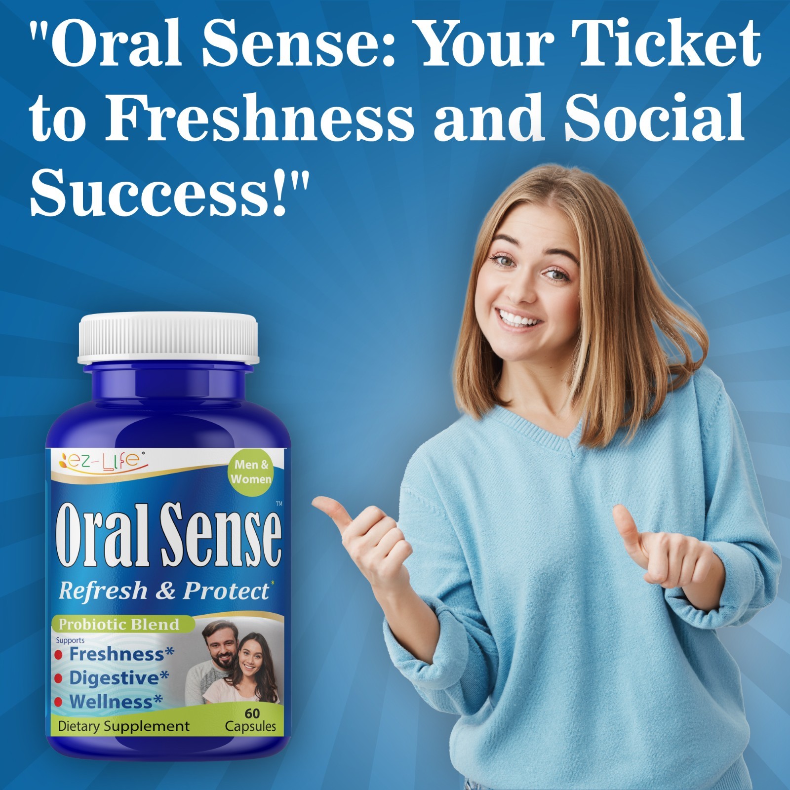 Oral Probiotics for Mouth Bad Breath for Adults & Gum Support | Fresh Breath 60c