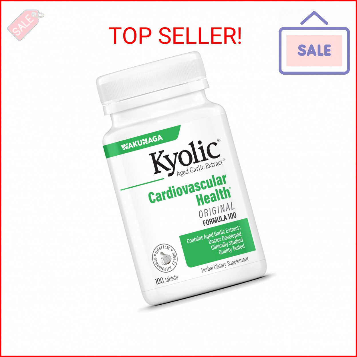 Kyolic Aged Garlic Extract Formula 100, Cardiovascular Health*, 100, Tablets.