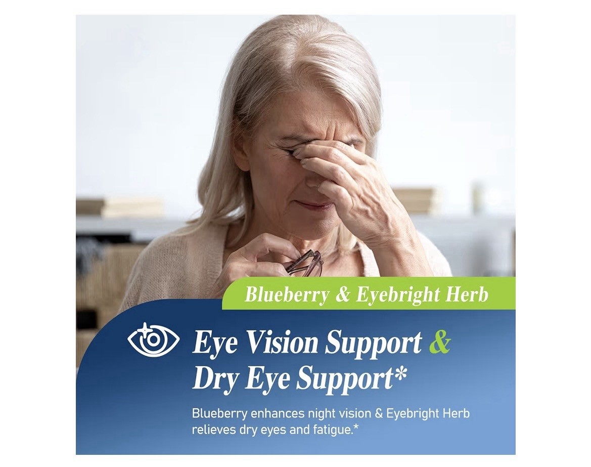 Blueberry Extract Supplement for Eye Health, 7-In-1 Formula Herbal Drops Support
