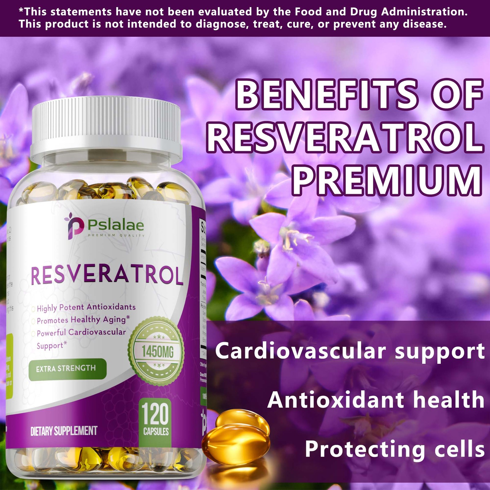 Resveratrol Capsules 1450mg – Natural Antioxidant, Anti Aging, Anti Inflammatory