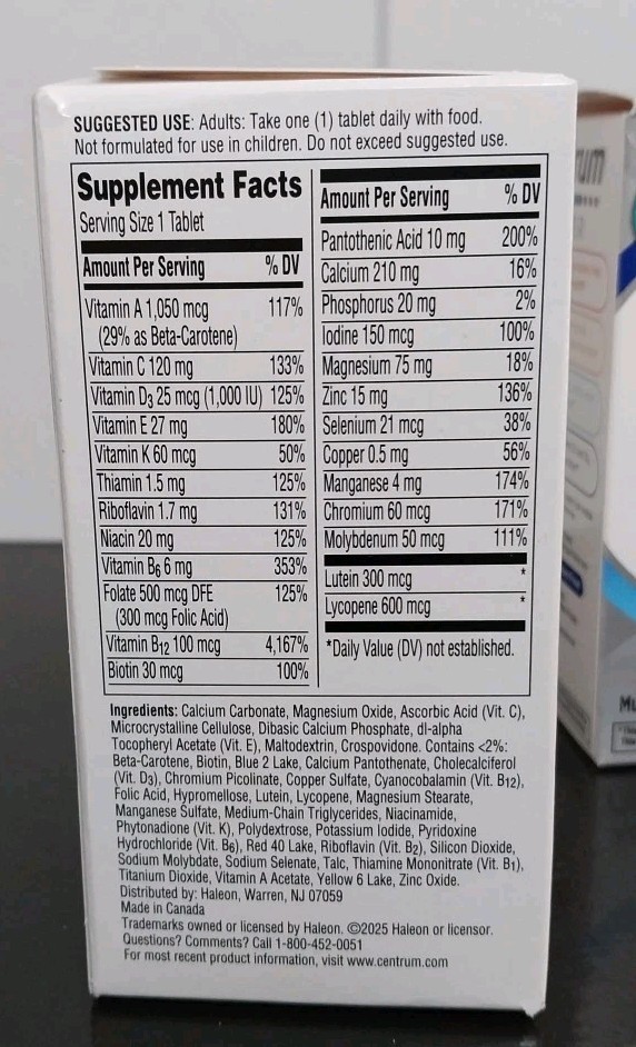 2 Centrum Silver Men 50 Plus MultiVitamin/Multimineral – 100 Tablets EXP 10/27