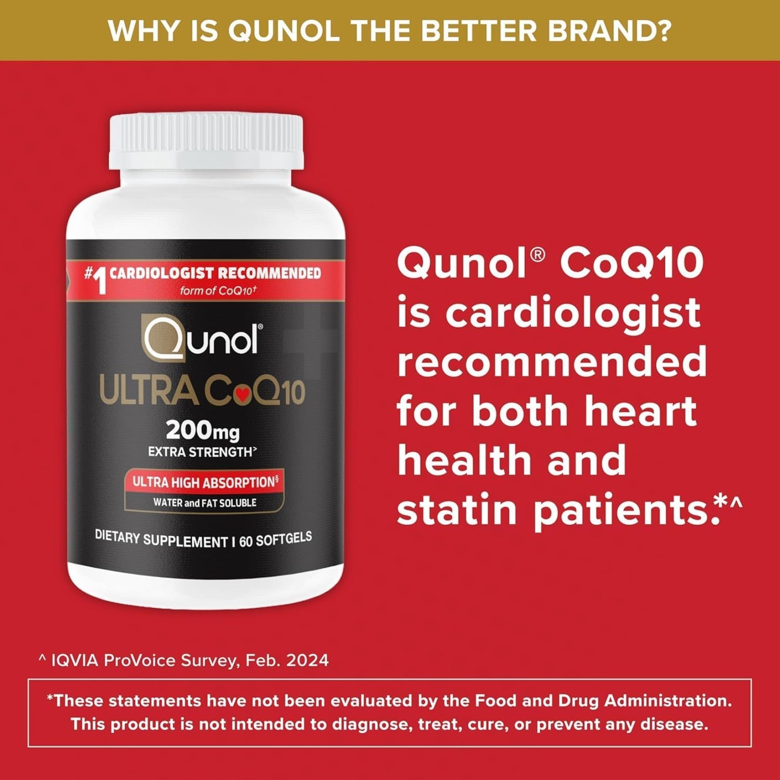 Qunol CoQ10 200mg Softgels,Ultra High AbsorptionCoenzyme Q10 Supplements-90Count