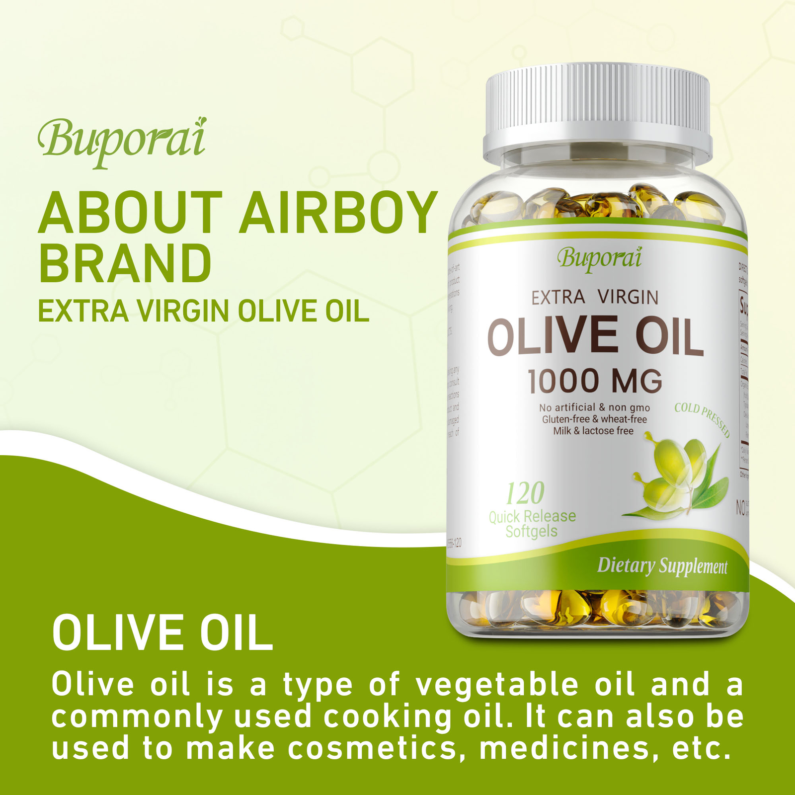 Olive Oil 1000 mg – Dietary Supplement, Promotes Joint, Heart & Brain Health