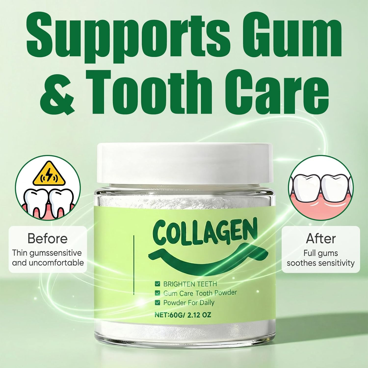 Collagen Powder for Gums Collagens Tooth Powder Smile Strengthening Collagen P