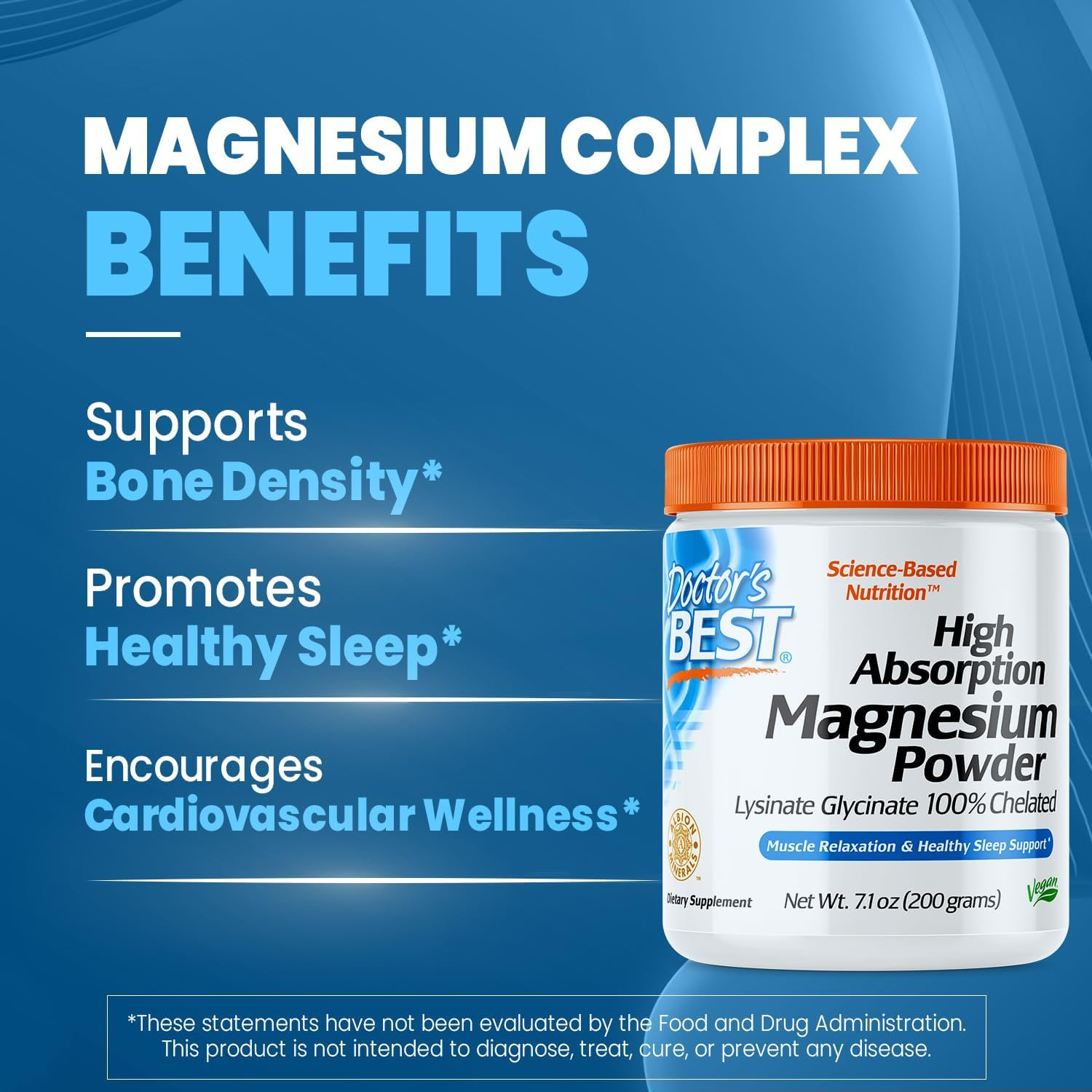 Doctor’s Best High Absorption Magnesium Powder,100% Chelated Non-GMO 7.1 Ounce