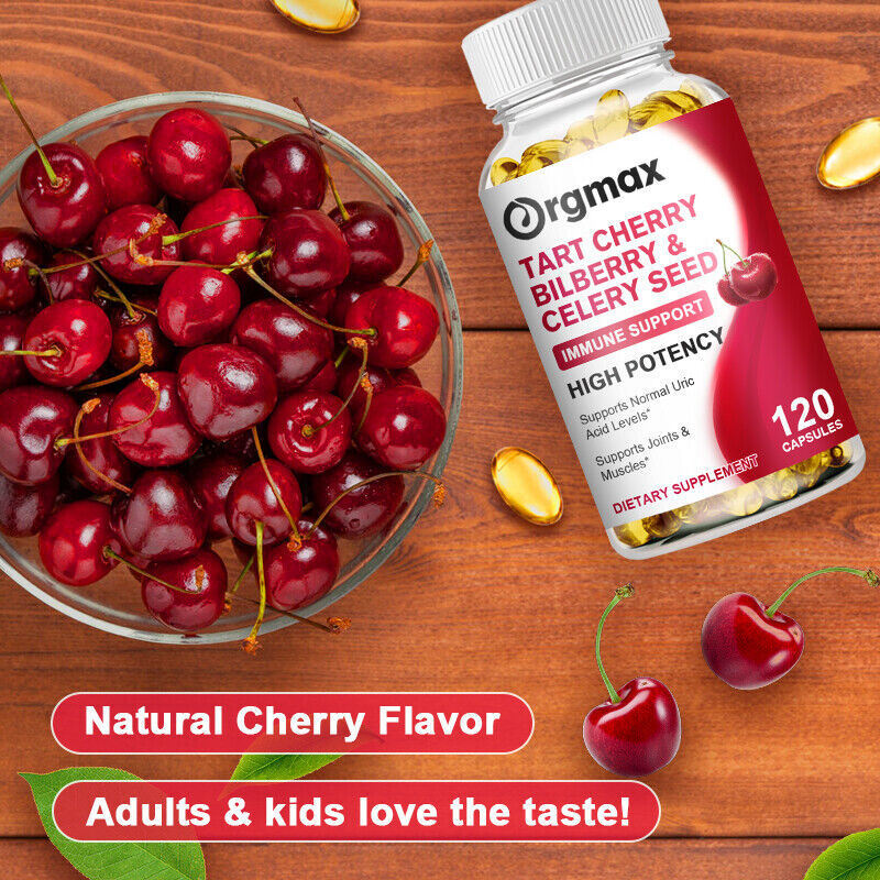 120pcs Strength Tart Cherry Extract 1000mg Plus Celery Seed and Bilberry Extract
