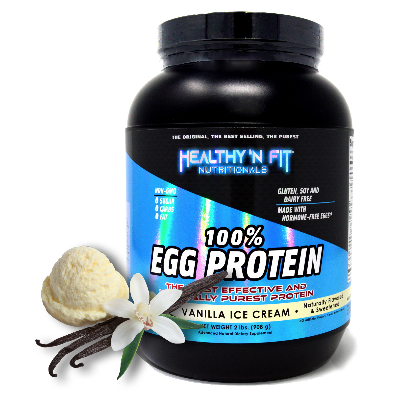 HEALTHY N FIT – 100% Egg Protein 2lb, Vanilla Ice Cream, Paleo, Vegan, Natural