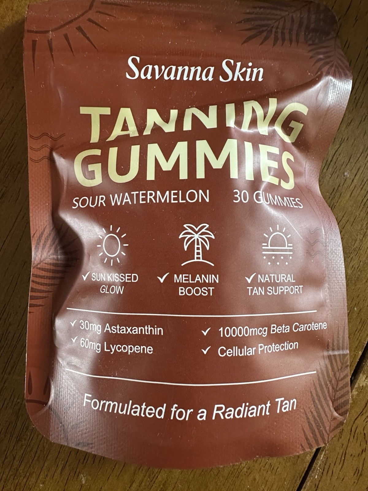 Savanna Skin Sour Watermelon Tanning Vitamin Gummies, 3 packs. Unisex Adult