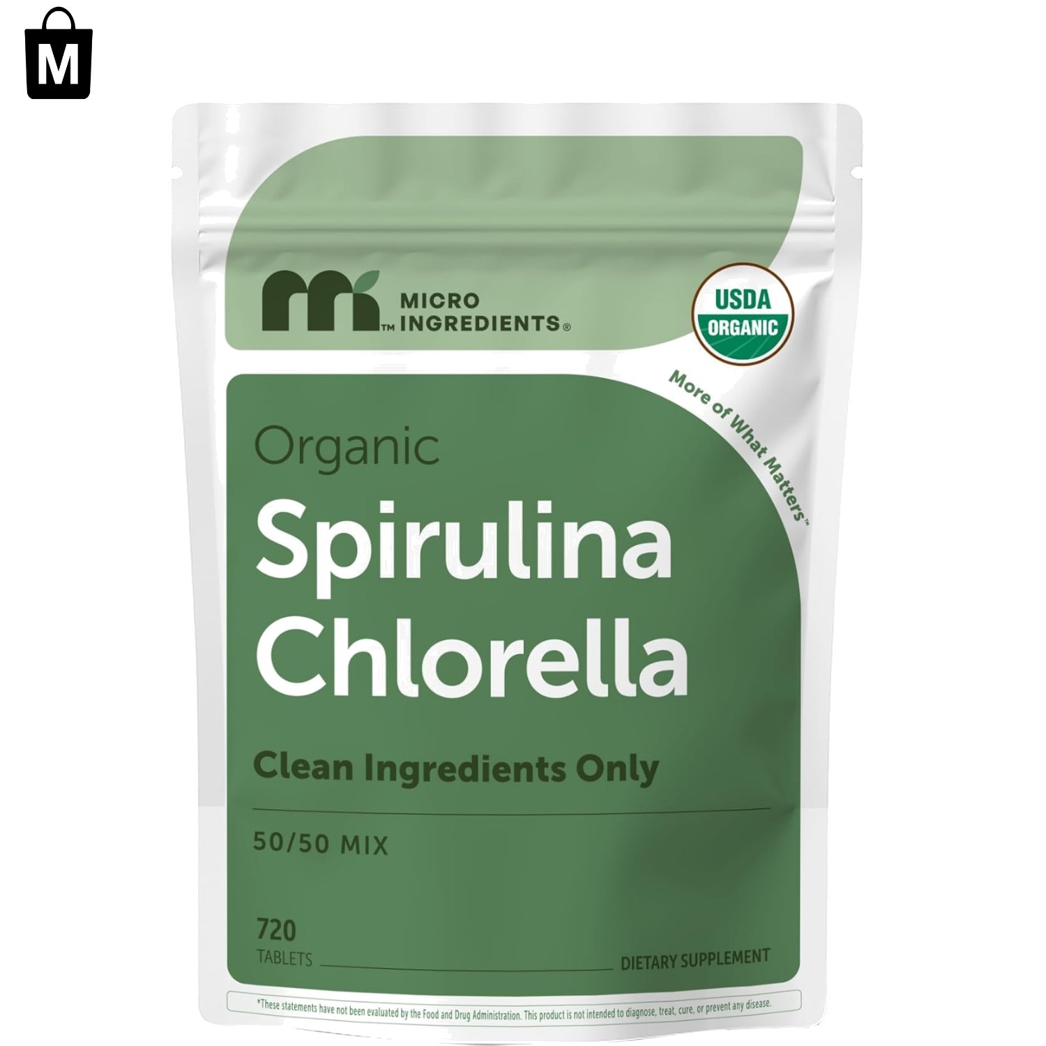 Organic Spirulina Chlorella Tablets – 720 Count, 4 Supply for Vitality