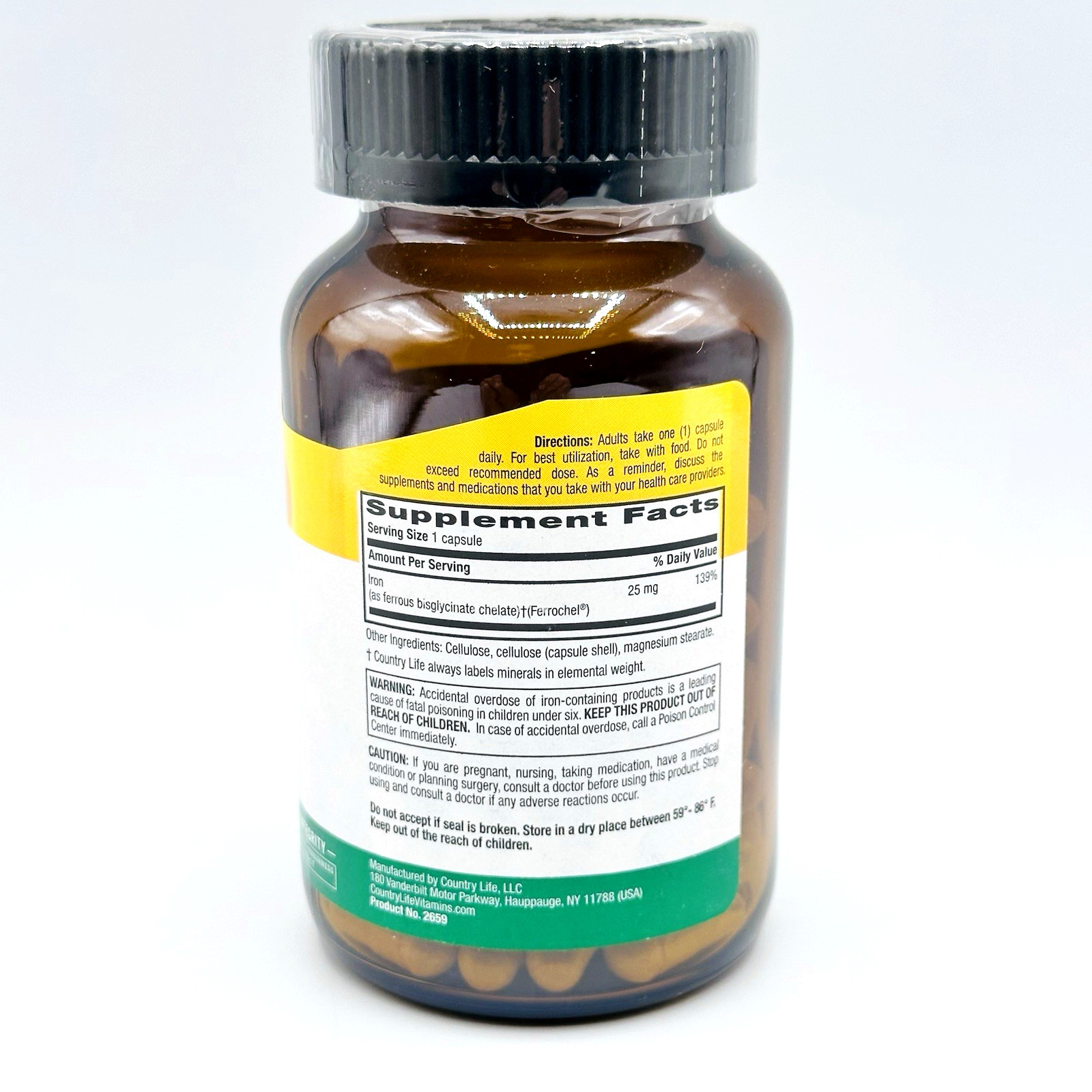 Easy Iron Dietary Supplement by Country Life – 25 mg – 90 Capsules – Exp 08/2026