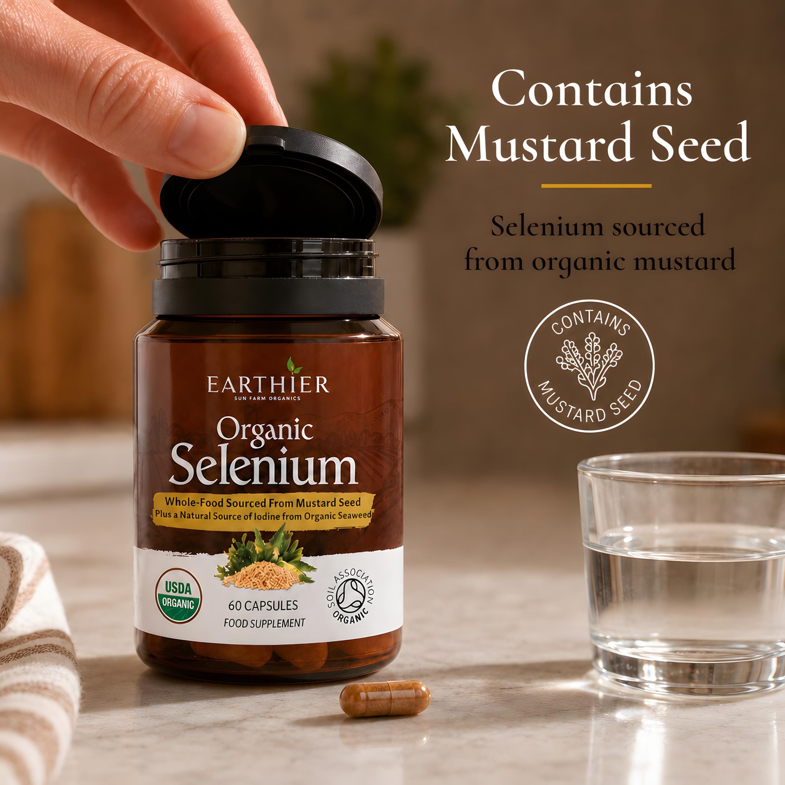 Organic Selenium 200 mcg with Iodine and Silica All from Certified Organic Whole