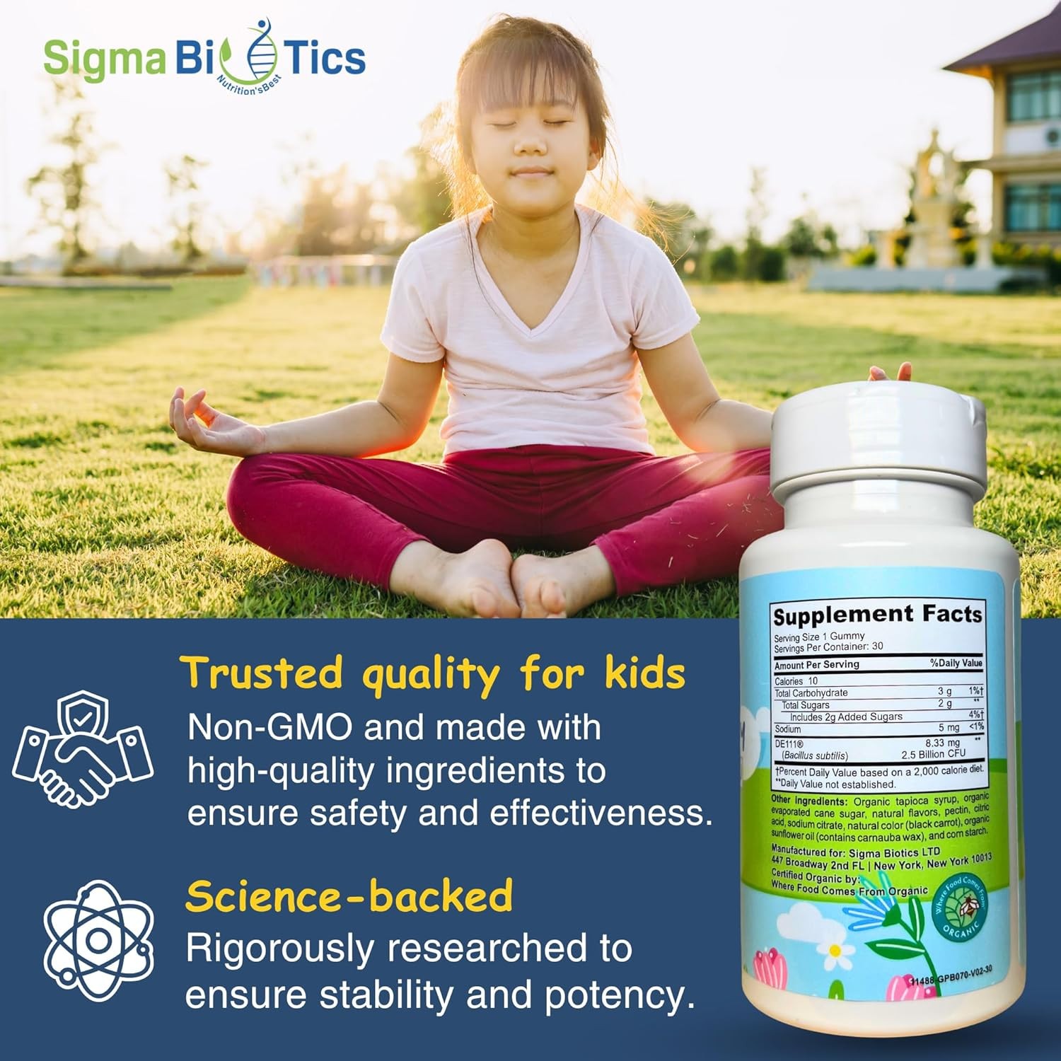 Organic Probiotic Gummies for Kids ~ Bacillus Subtilis ~ Digestive Support