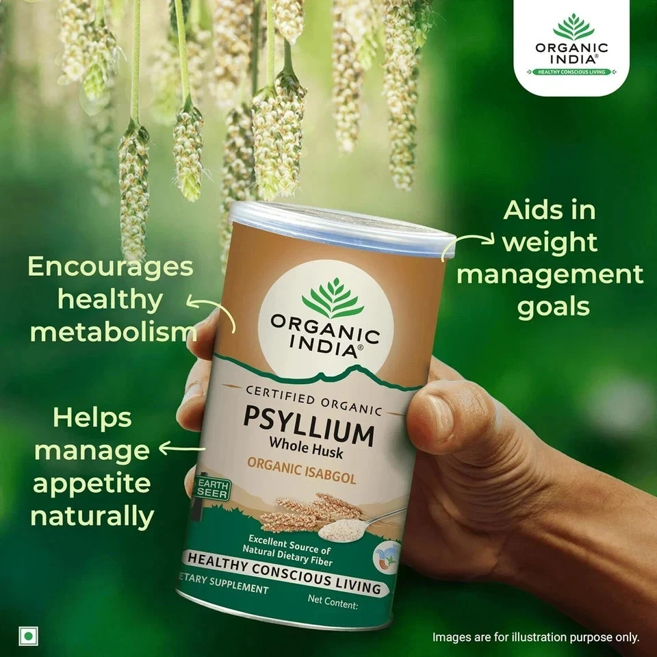 3 X Organic India Isabgol Whole Psyllium Husk Dietary powder 100gm (pack of 3)