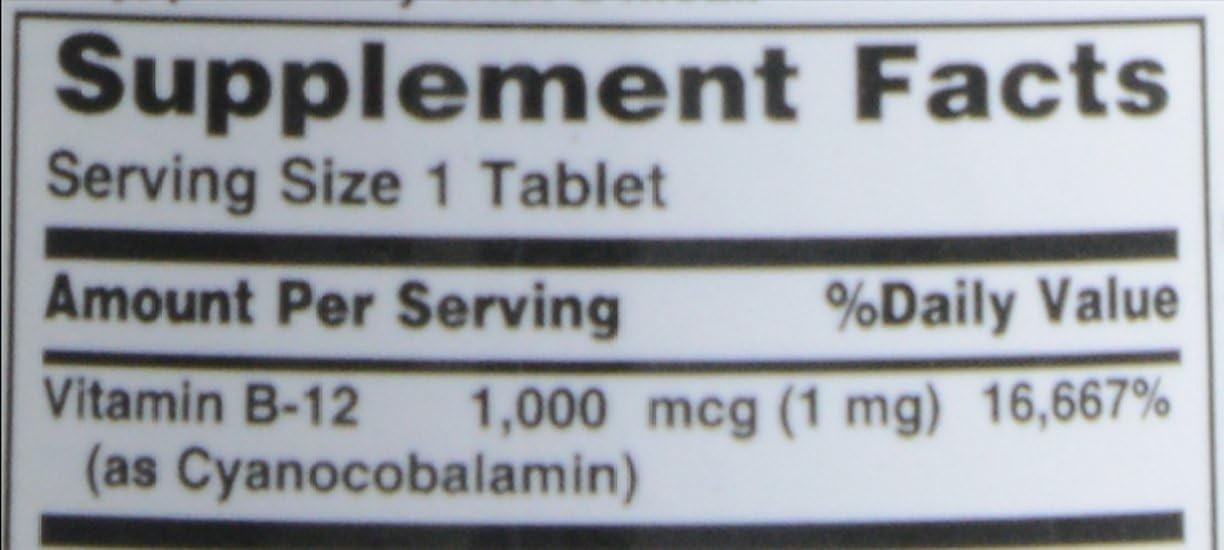 Vitamin B-12 1000 mcg Energy Nervous System Support Tablets 100 Count Pack of 1
