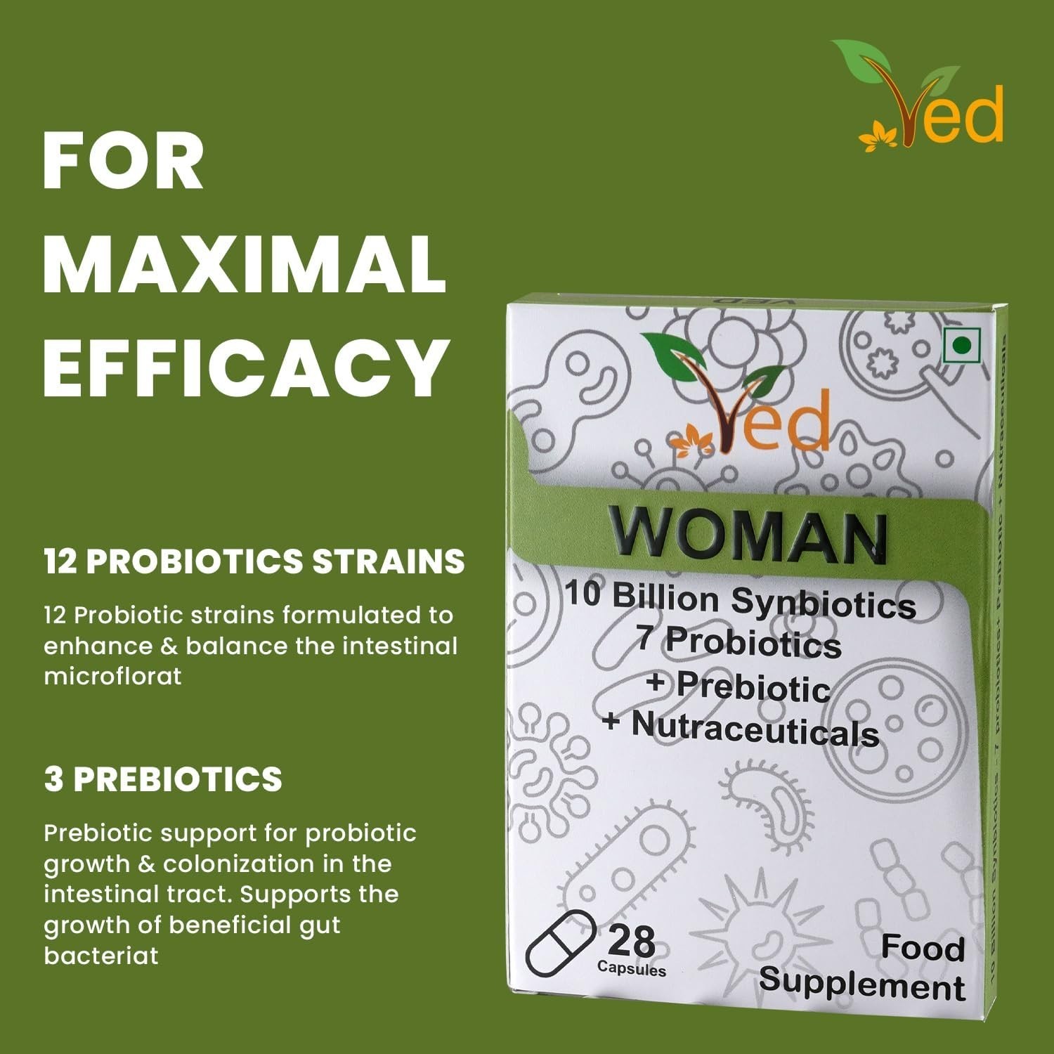 Ved Synbiotics Woman Probiotic & Prebiotic Complex 28 Vegan Capsules