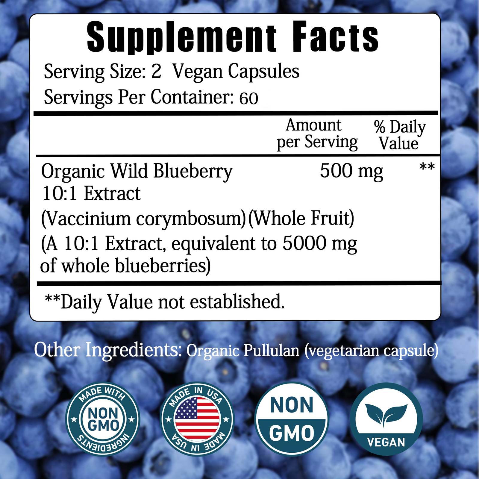 Wild Blueberry 5000mg – Support Antioxidant, Brain Health, Boosts Vision Memory