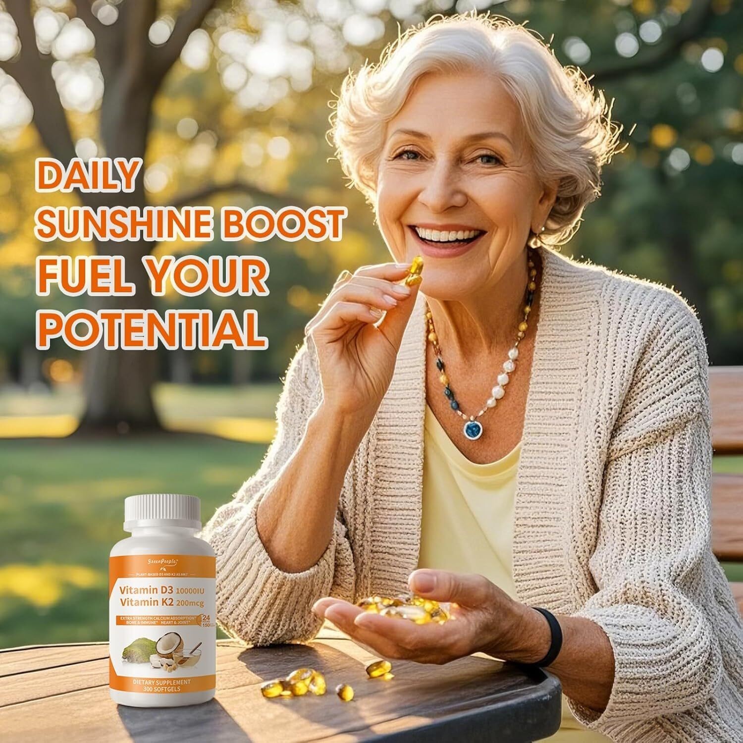 Vitamin D3 5000/10,000 IU + K2 MK-7 200 mcg, 120/300/600 Softgels