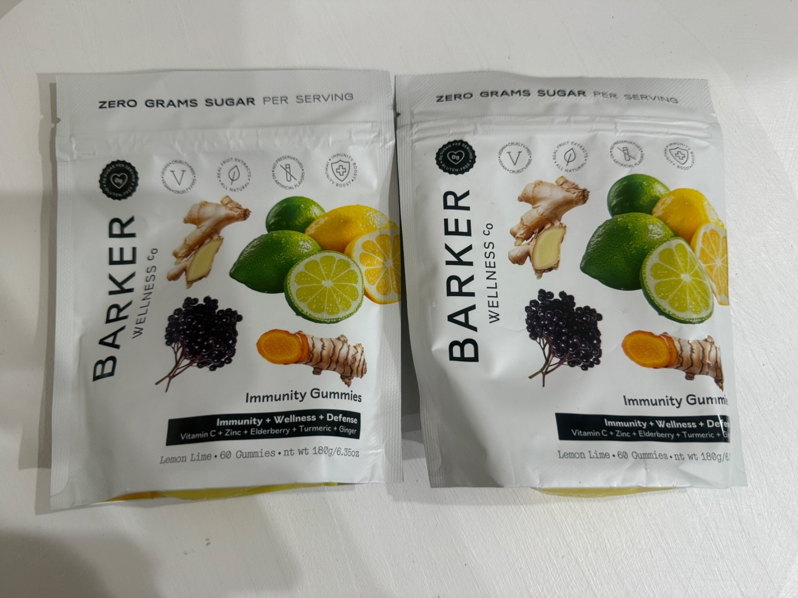 2 ~ Barker Wellness ~ Immunity Gummies 60 per bag ~ Lemon Lime Ex 11/26
