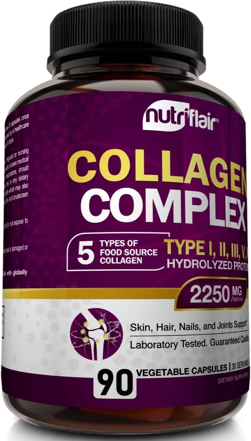 Multi Collagen Peptides Supplement 2250Mg with Types I II III V X