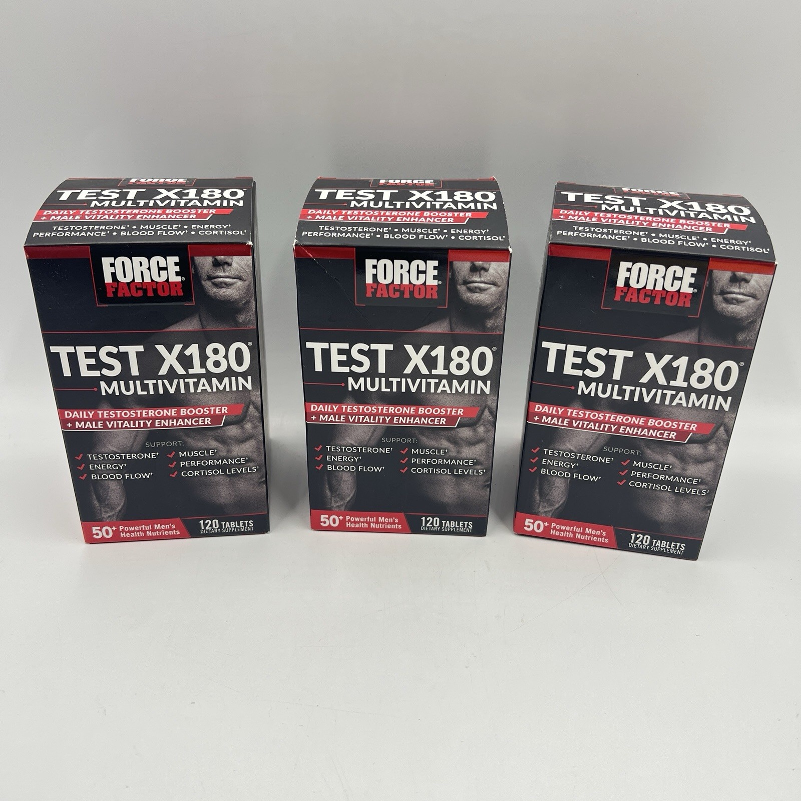Force Factor Test X180 Multivitamin 120 Tablets 3 Boxes (360 Total) New 09/2027