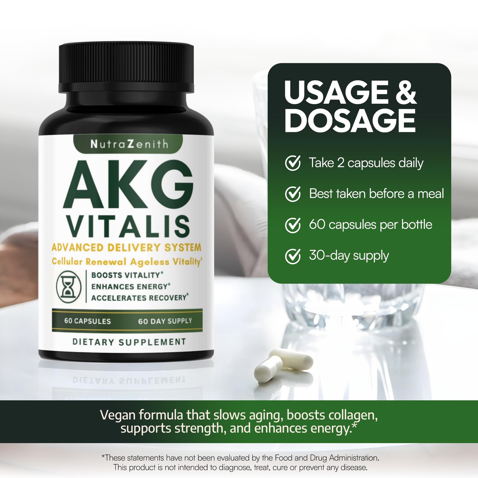 Arazo Nutrition Akg Anti-Aging Energy Boost Supplement Vitamin B6 Vitamin C
