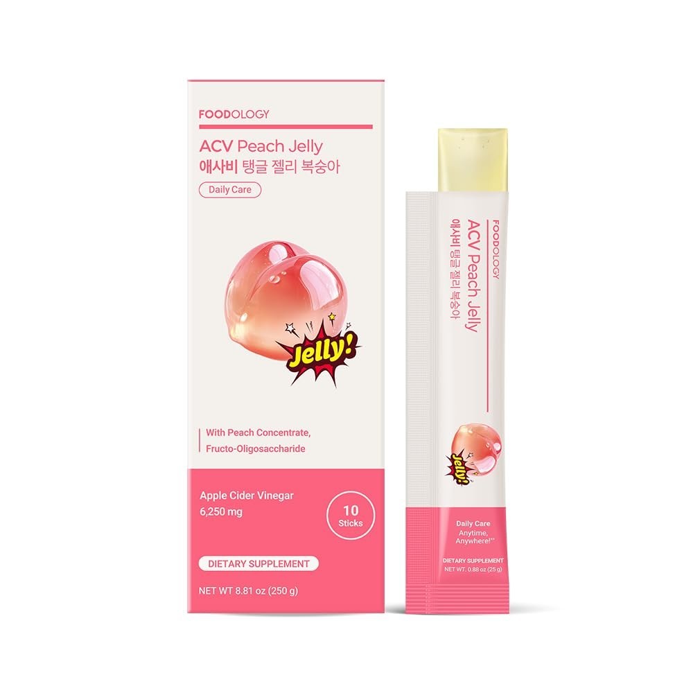 Apple Cider Vinegar Stick Jelly 6,250mg – Peach Flavor, Prebiotic Detox, Gut Hea