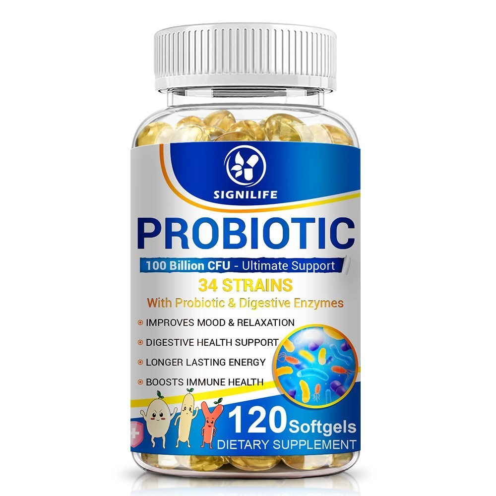Probiotics Digestive Enzymes 100 Billion CFU Potency Immune Health 120 Capsules