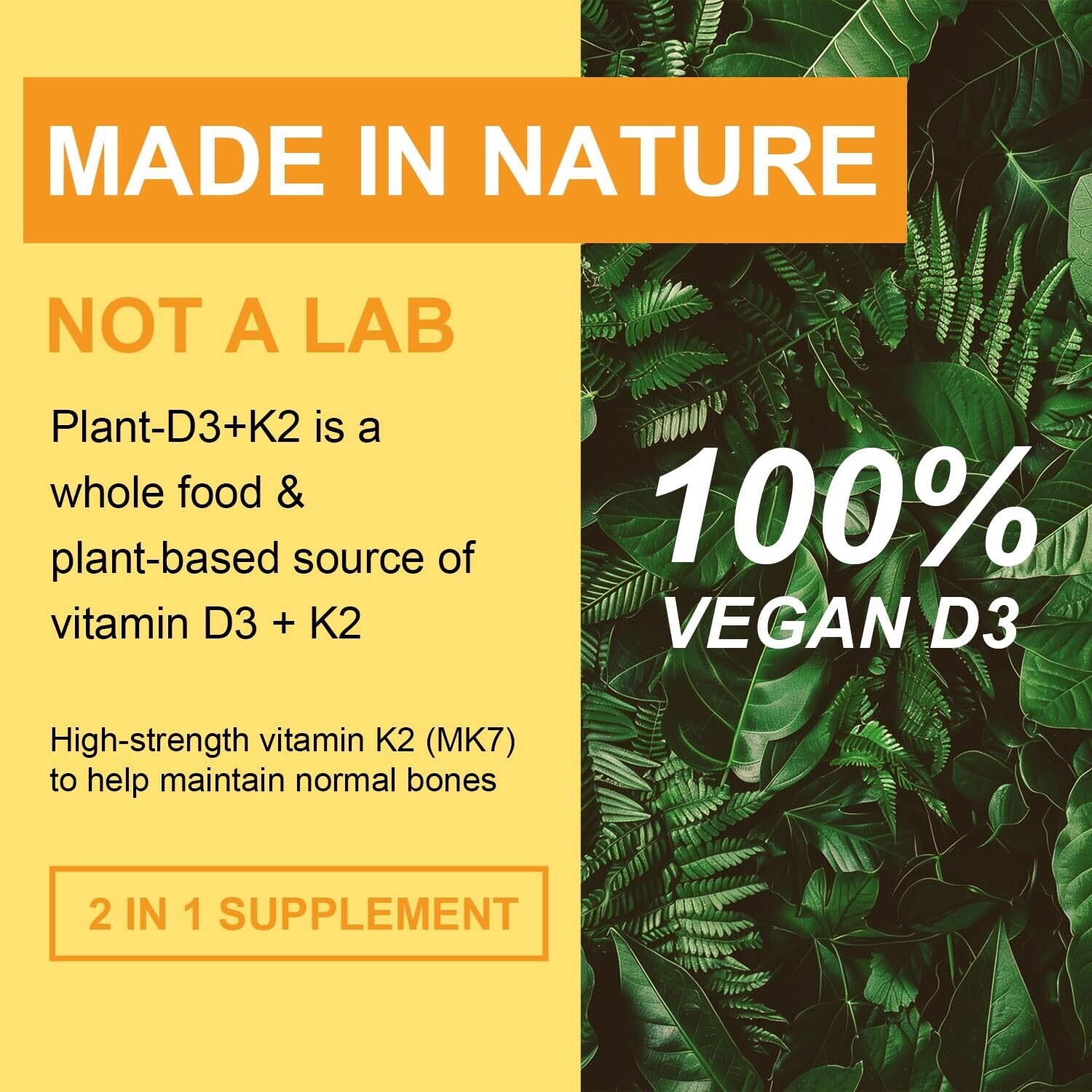Powerful Vitamin D3 K2 Capsules Extra Strength Supplements with 10000 IU Softgel